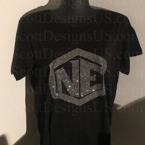 Black Rhinestone Embellished Women's Tee